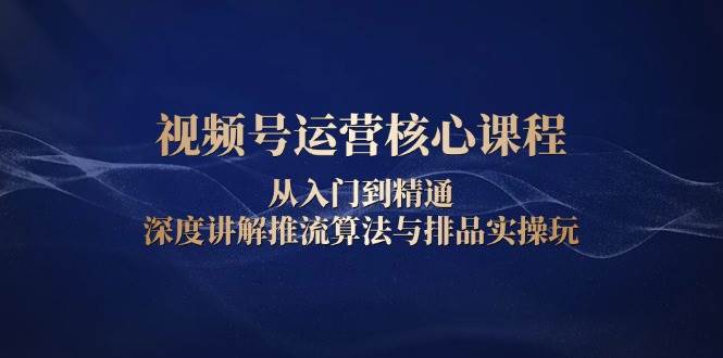 视频号运营核心课程，从入门到精通，深度讲解推流算法与排品实操玩-领创网