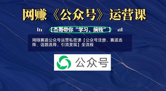 网创赛道公众号运营私密课【公众号注册、赛道选择、话题选择、引流变现】全流程-领创网